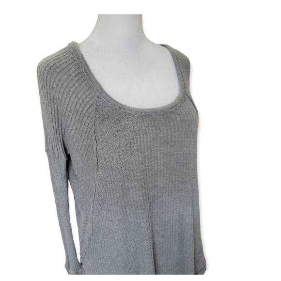 Free People‎ Women's Oversized Waffle Knit Long Sleeve Thermal Top Small Grey - Picture 9 of 10